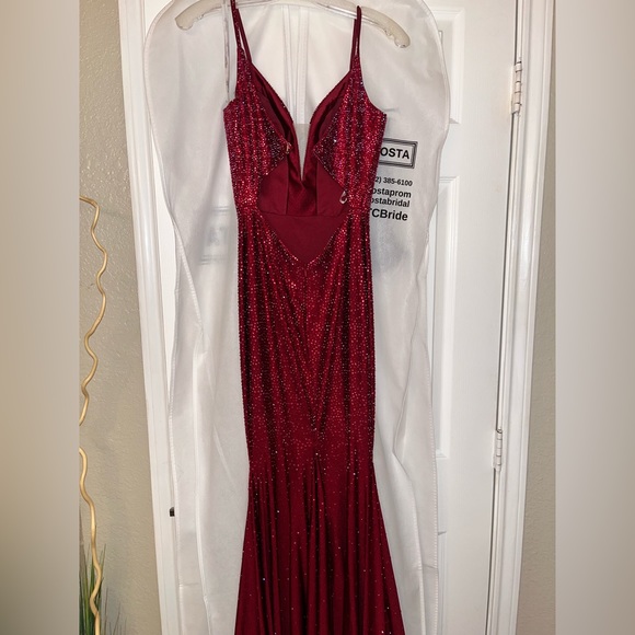 Ellie Wilde by Mon Cheri Wine Dress - Picture 5 of 7